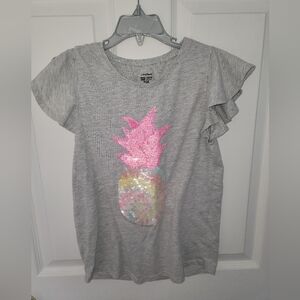 Girls Jumping Beans Pineapple Embellished Graphic Flutter Sleeve T…